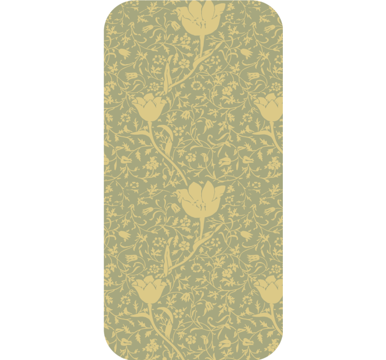 Ornamental wallpaper with elegant gold and green florals - TenStickers