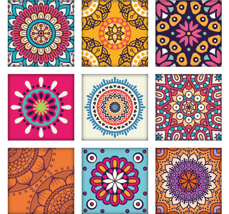 Ornamental wallpaper in vibrant mosaic designs - TenStickers