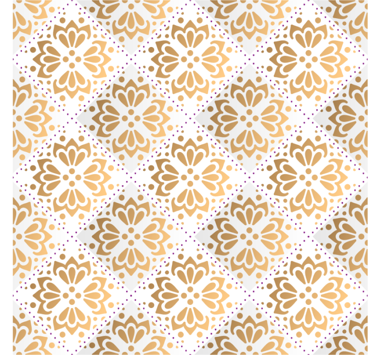 Living room wallpaper with golden mandala pattern - TenStickers
