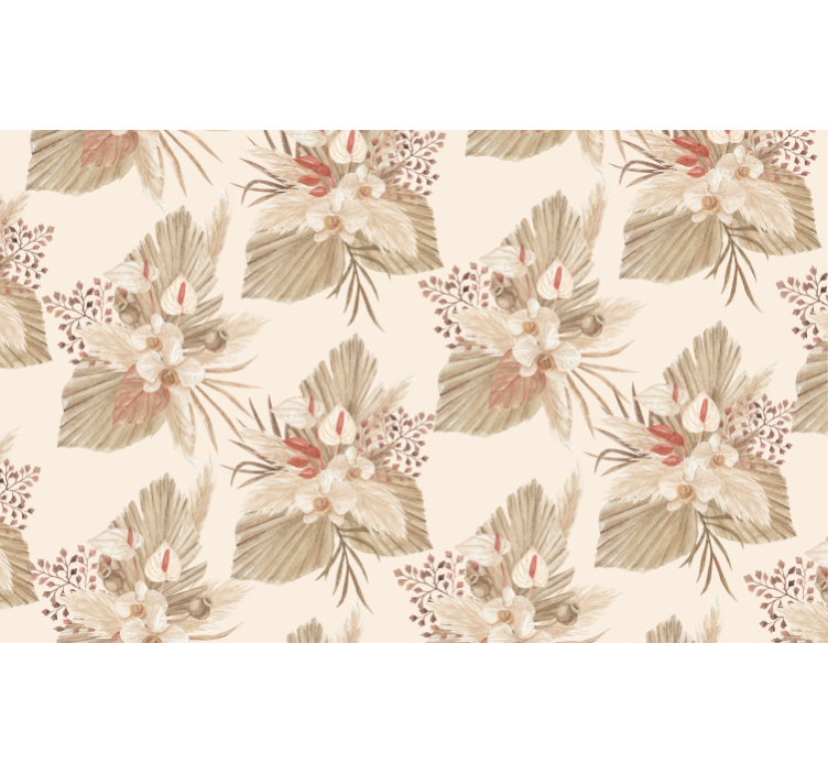 Living room wallpaper dried flower with pampas grass - TenStickers