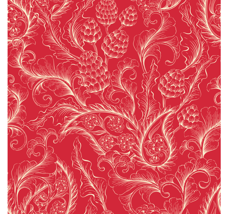 Floral ornament wallpaper red paisley design - TenStickers