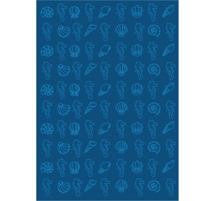 Animal wallpaper featuring shells and sea horses - TenStickers