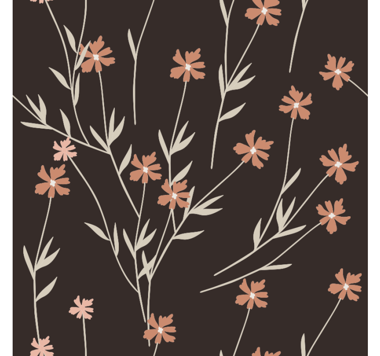 Texture pattern wallpaper brown floral design - TenStickers