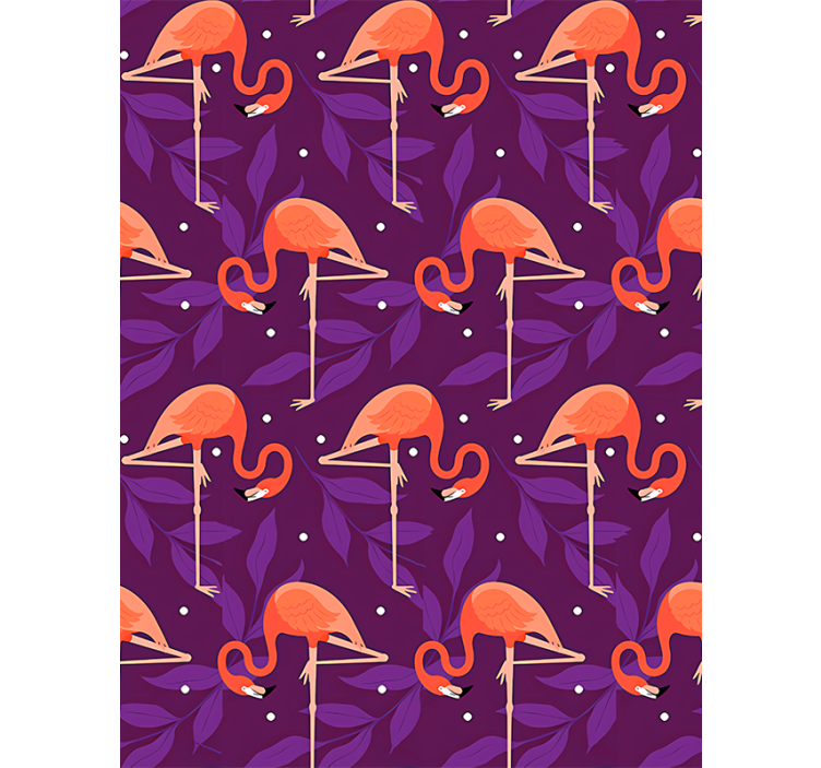 Birds wallpaper featuring pink tropical flamingos - TenStickers