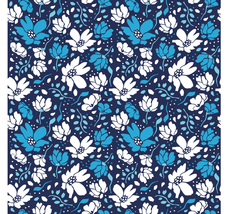 White daisies on blue background texture pattern wallpaper - TenStickers