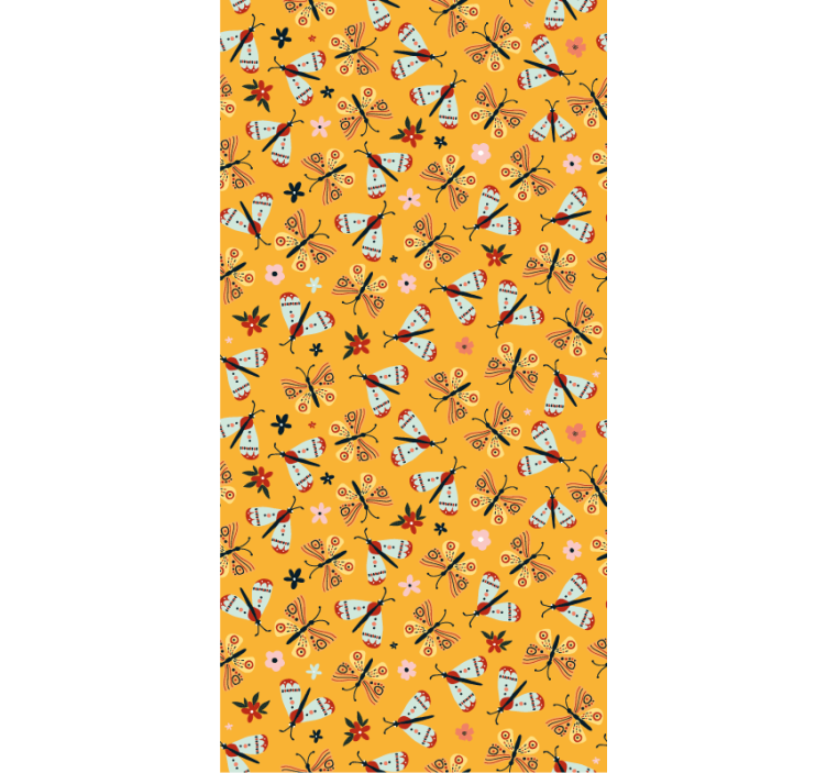 Animal wallpaper featuring hand-drawn butterflies - TenStickers
