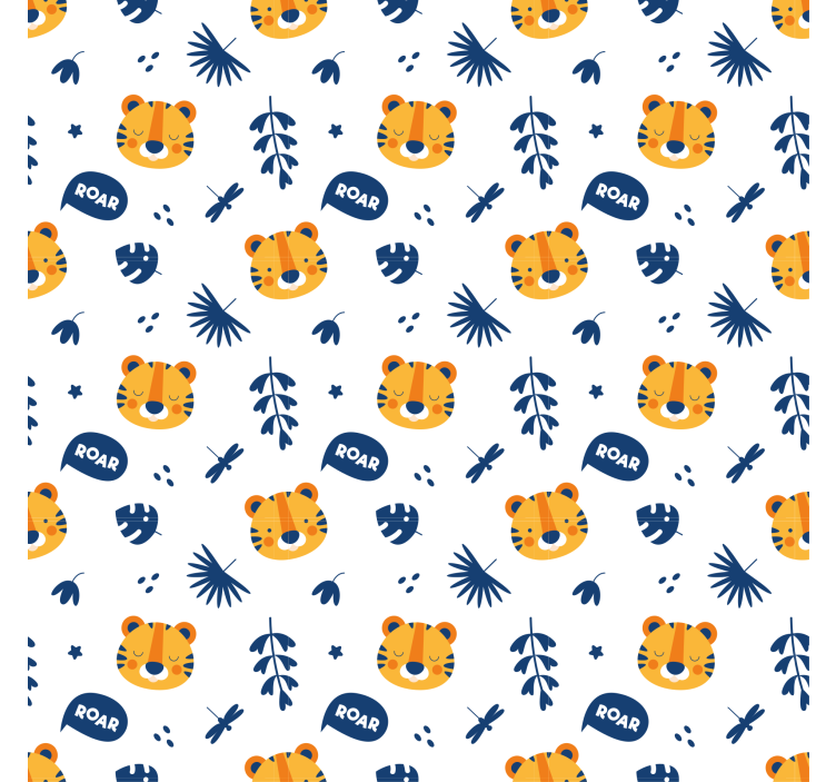 Animal wallpaper featuring tiger cubs and dragonflies - TenStickers