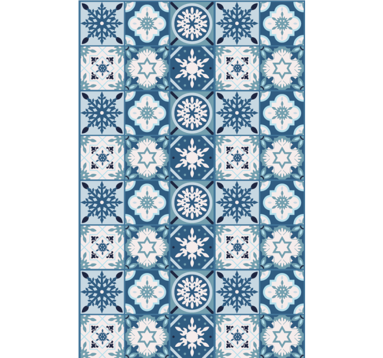 Christmas wallpaper blue snowflake tiles - TenStickers
