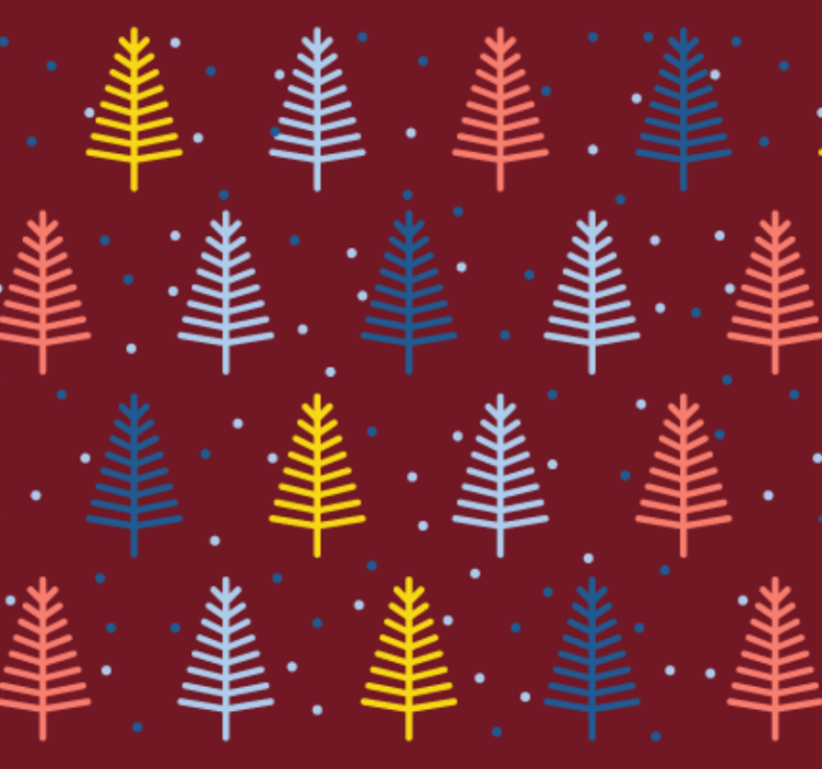Christmas wallpaper red trees pattern - TenStickers
