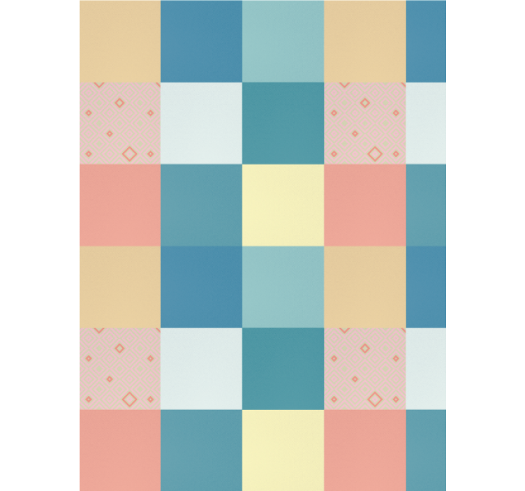 Dining room wallpaper with colorful retro patchwork - TenStickers