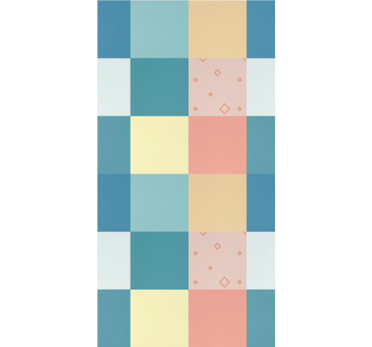 Dining room wallpaper geometric pastel checkerboard - TenStickers