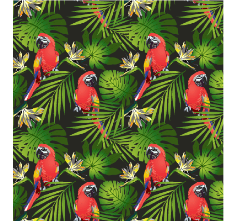 Nature wallpaper tropical parrots foliage - TenStickers