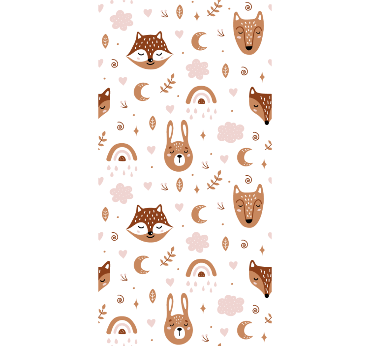 Kids wallpaper cute brown animals and rainbows - TenStickers