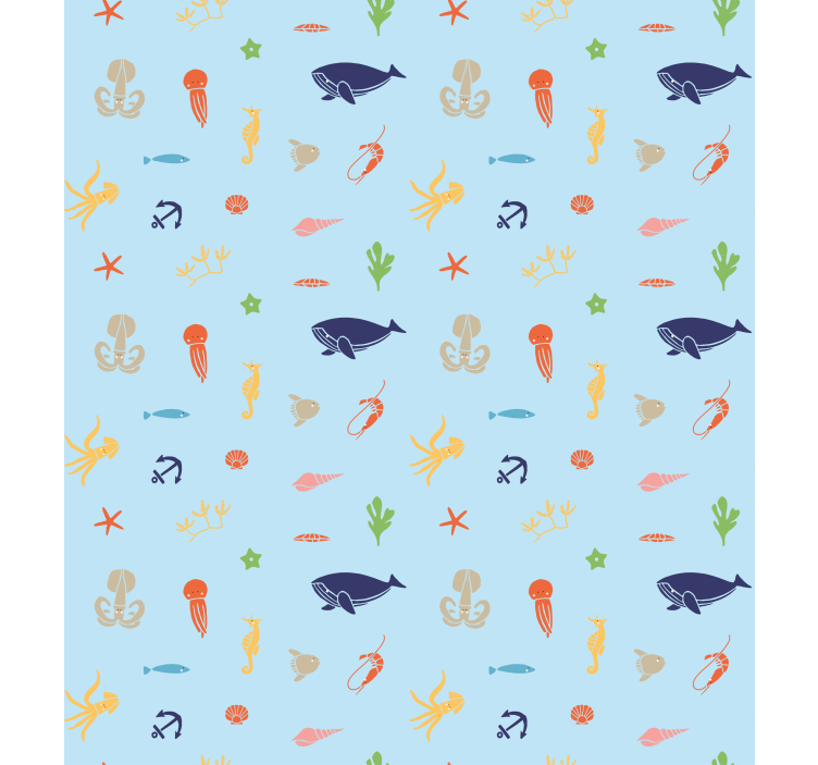 Kids wallpaper minimalistic sea animals design - TenStickers