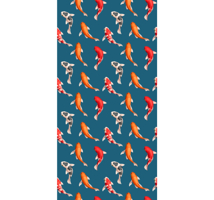 Kids wallpaper koi fish pattern on blue background - TenStickers
