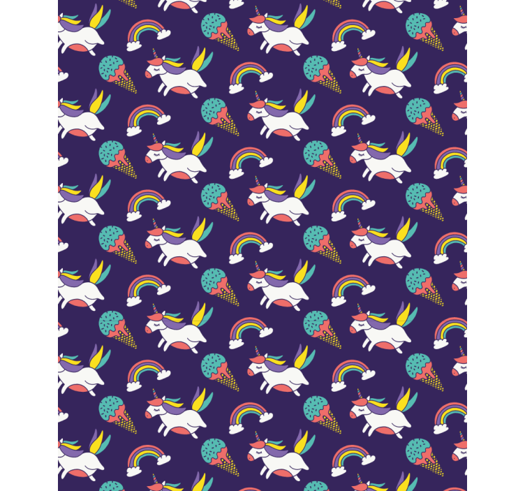 Kids wallpaper hand drawn unicorn pattern with symbols - TenStickers