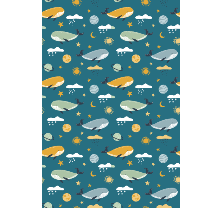 Kids wallpaper trendy whale pattern - TenStickers