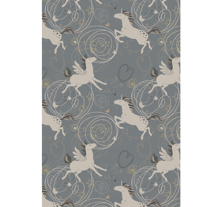 Kids wallpaper featuring pegasus unicorns on dark backdrop - TenStickers