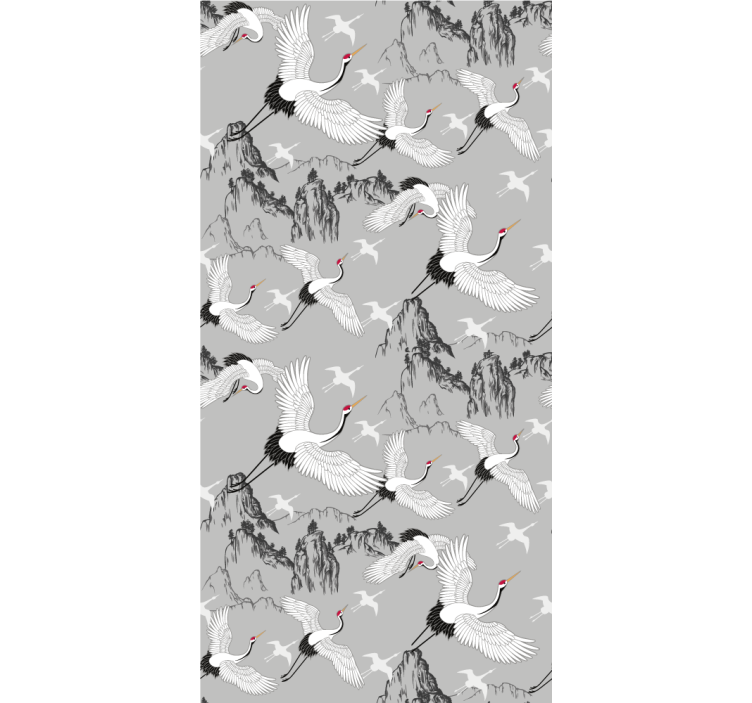 Kids wallpaper elegant cranes and peaks - TenStickers