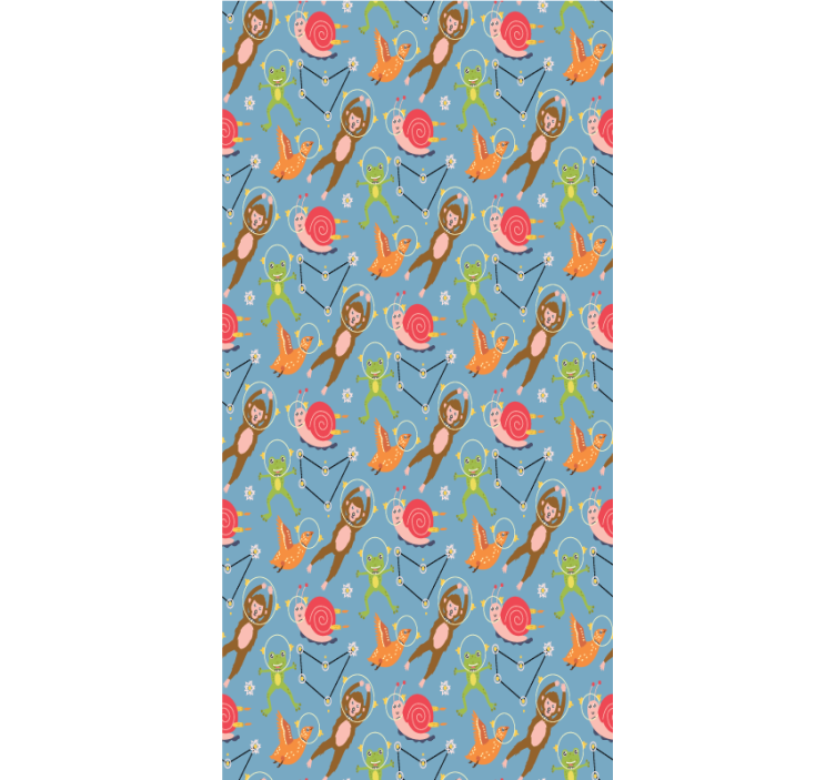 Kids wallpaper colorful forest animal astronauts - TenStickers