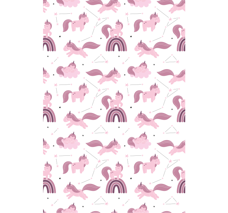 Kids wallpaper featuring funny unicorns and stars - TenStickers