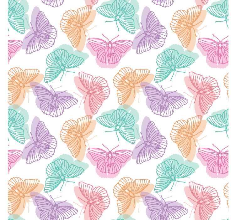 Butterfly wallpaper in colorful silhouette - TenStickers