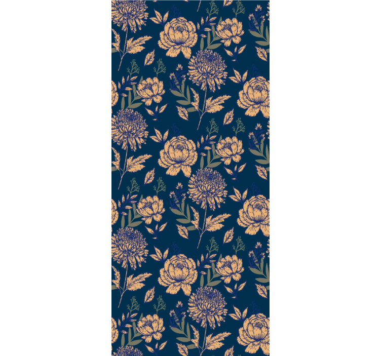 Hallway wallpaper in navy elegant pattern - TenStickers