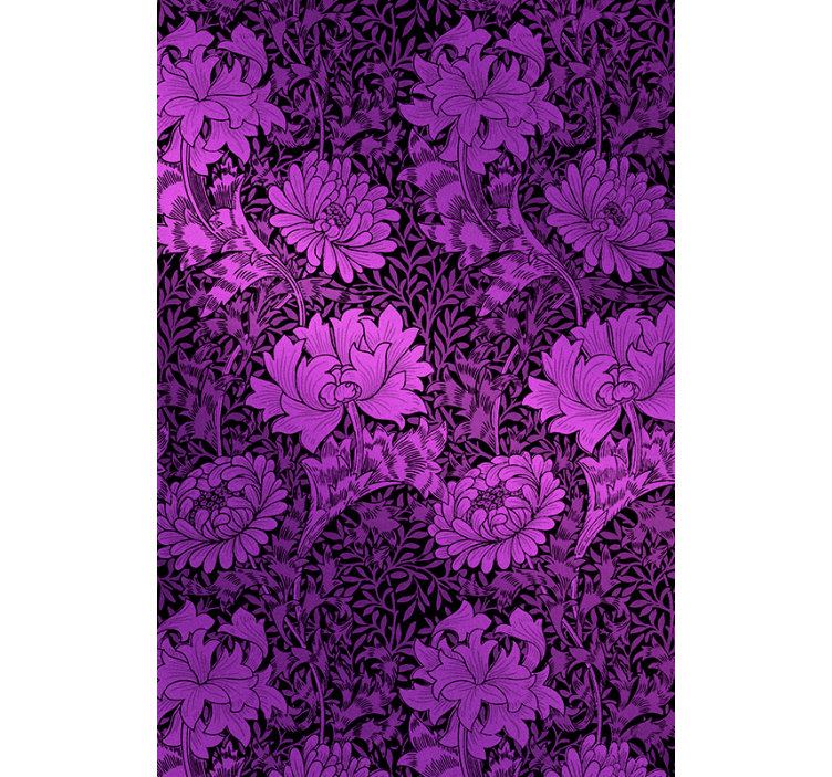 Hallway wallpaper with purple botanical design - TenStickers