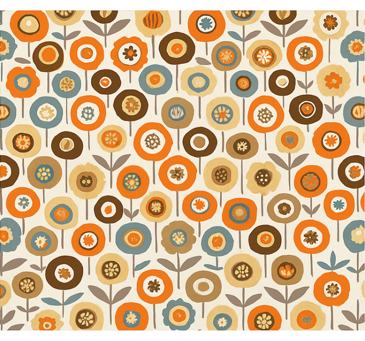 Scandinavian wallpaper colourful vintage flowers - TenStickers