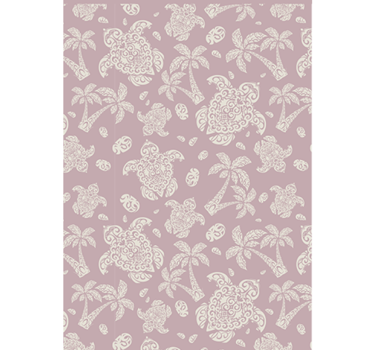 Living room wallpaper hawaiian turtle and palm pattern - TenStickers