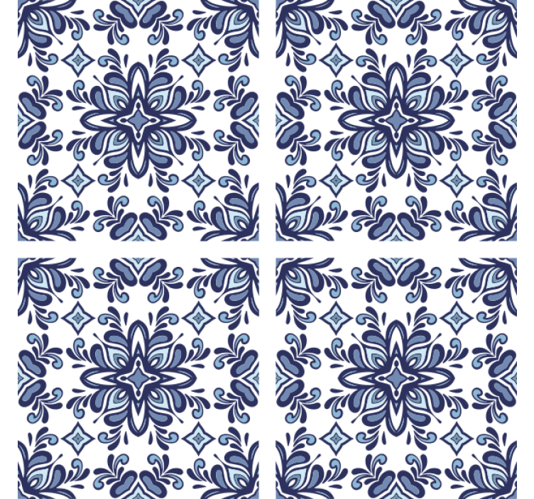 Tile wallpaper blue moroccan design - TenStickers