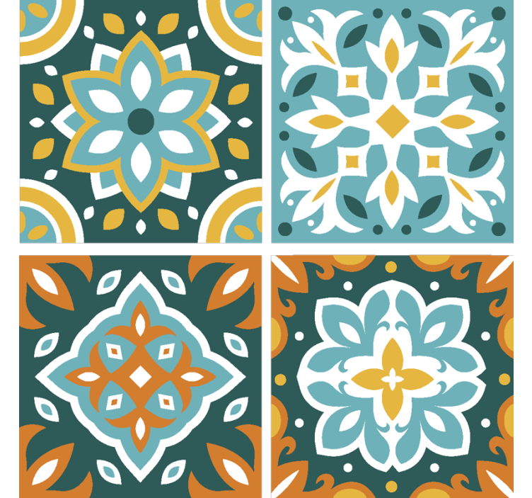 Tile wallpaper with detailed floral designs - TenStickers