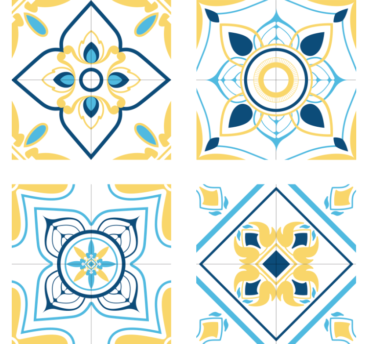 Tile wallpaper with geometric tile designs - TenStickers