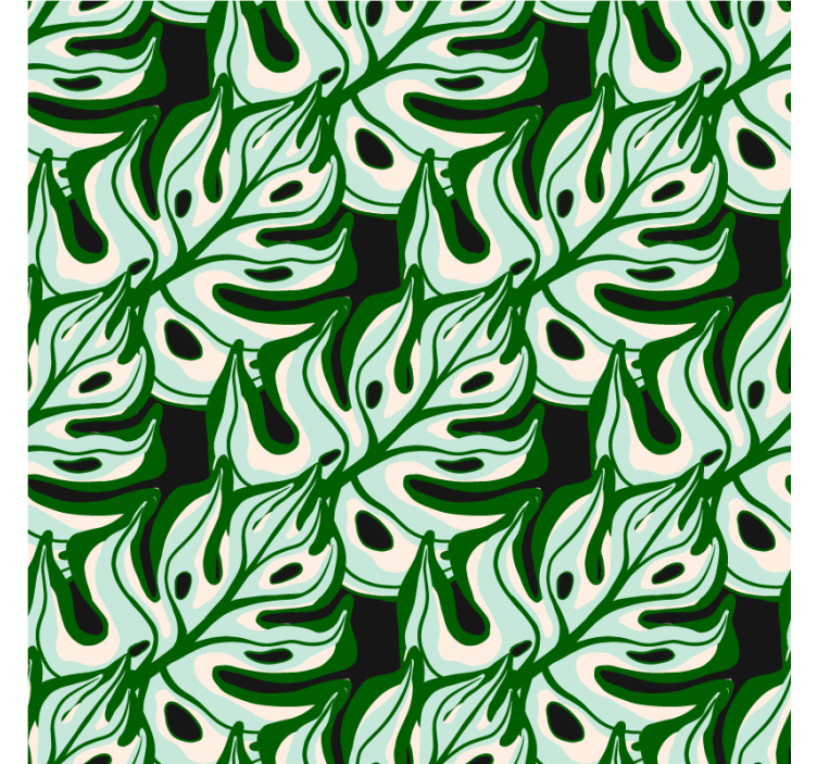 Flower wallpaper with a black and green floral design - TenStickers