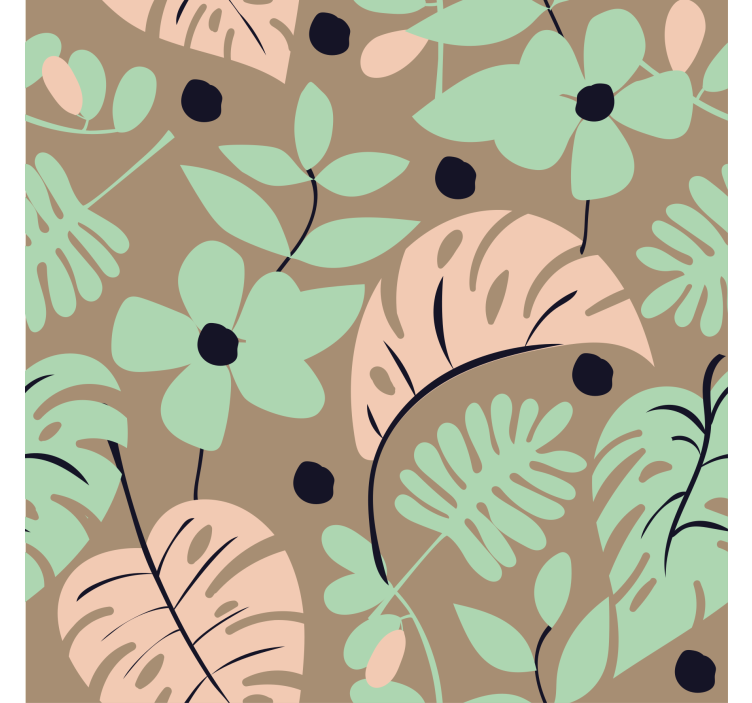 Flower wallpaper in pastel monstera flowers and leaves - TenStickers