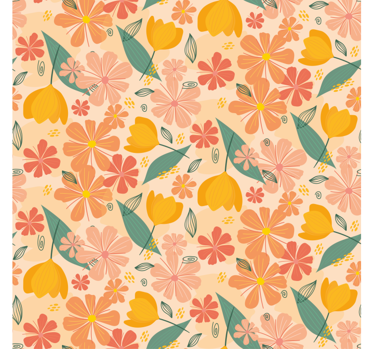 Flower wallpaper colorful vintage leaves and flowers - TenStickers