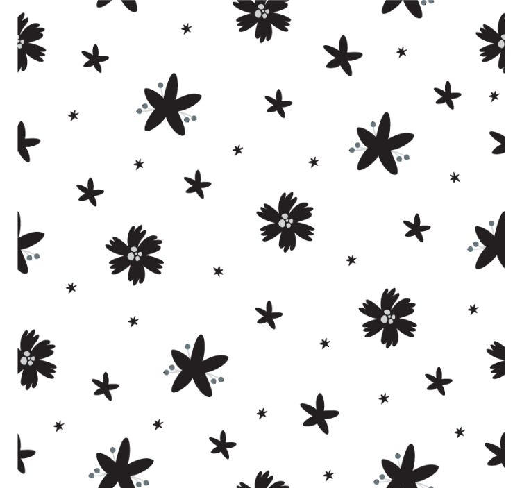 Flower wallpaper in black and white ink design - TenStickers