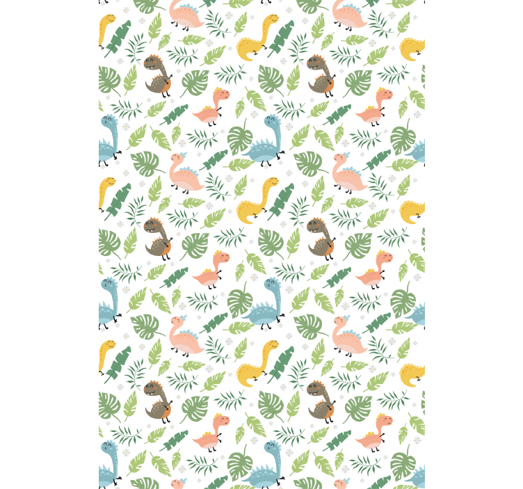 Dinosaurs wallpaper in pastel forest pattern - TenStickers