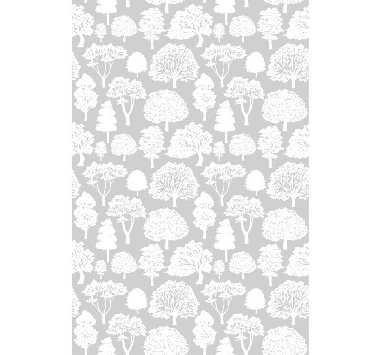 Tree wallpaper in white and grey trees - TenStickers