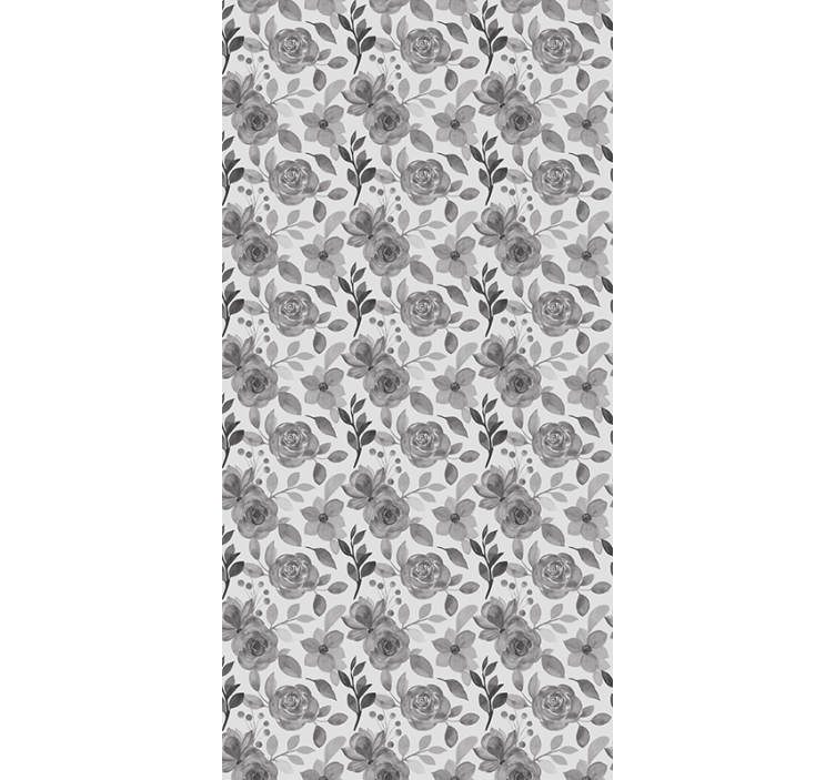 Office wallpaper flowers on grey - TenStickers