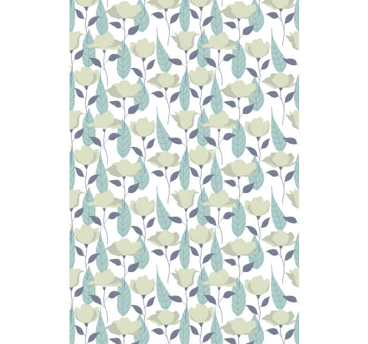 Office wallpaper in pastel color plant pattern - TenStickers