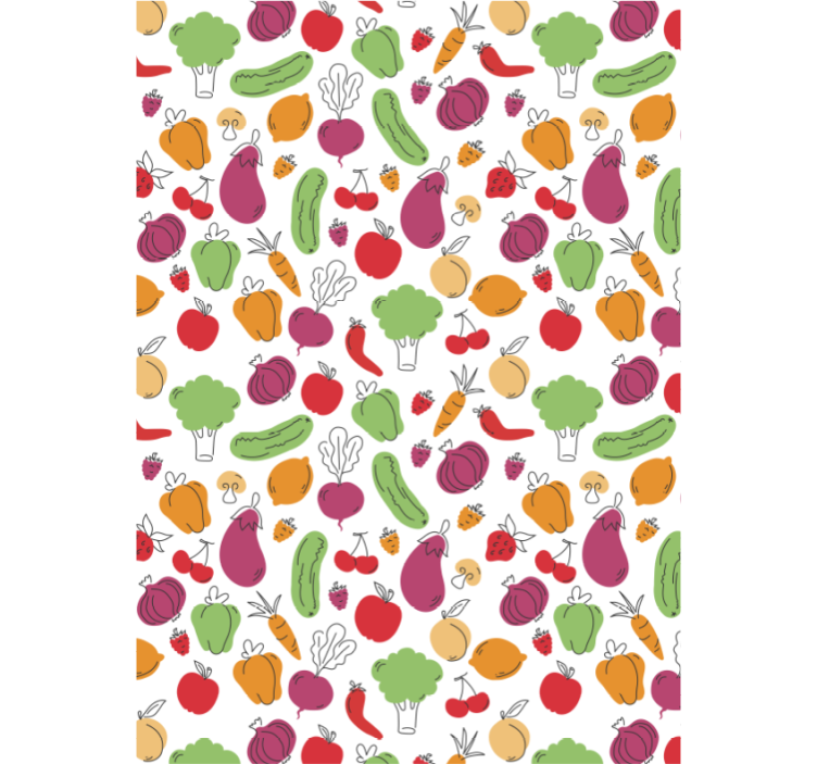 Kitchen wallpaper fruits and vegetables design - TenStickers