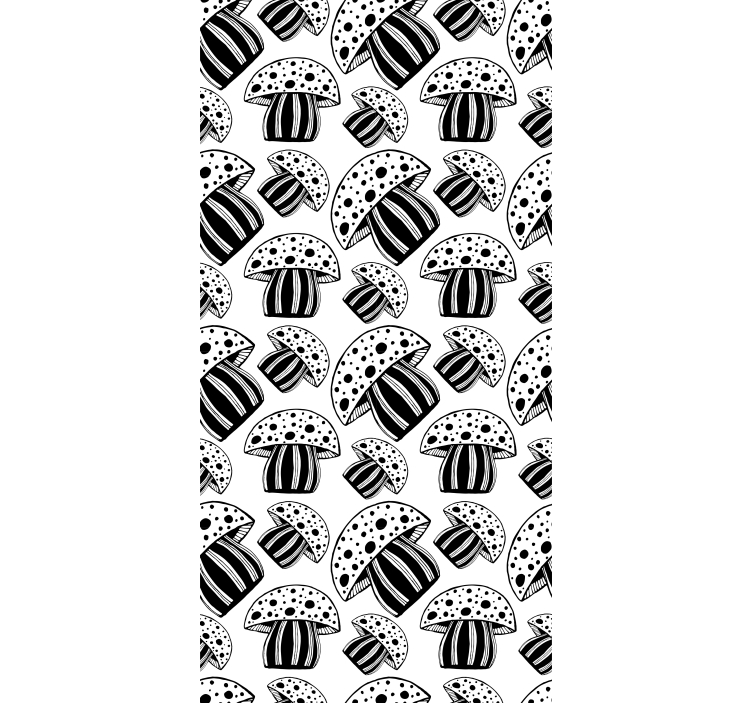Modern wallpaper black and white ethnic mushrooms - TenStickers