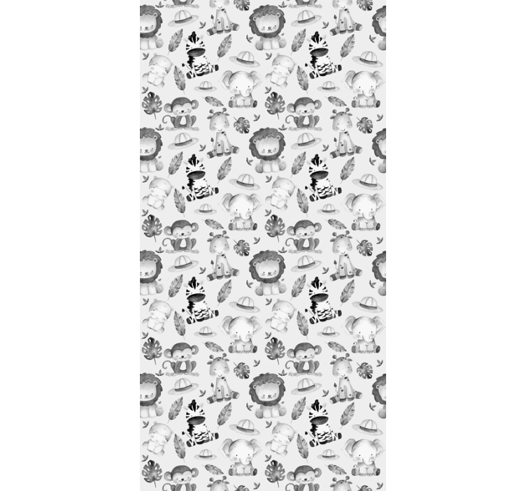 Kids wallpaper grey baby animals - TenStickers