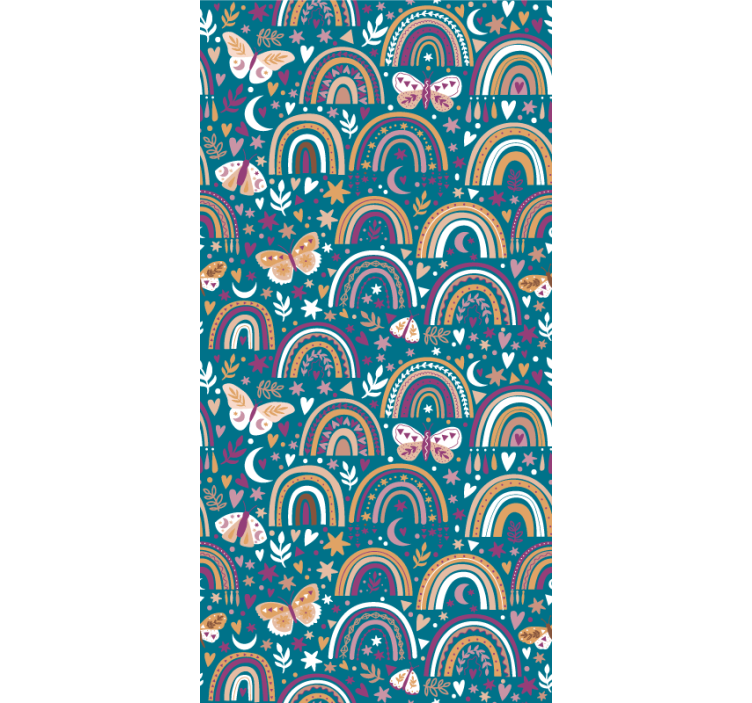 Kids wallpaper colorful rainbows and butterflies - TenStickers
