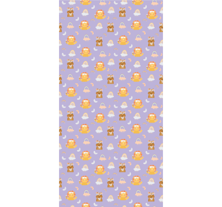 Kids wallpaper featuring baby animals and rainbows - TenStickers