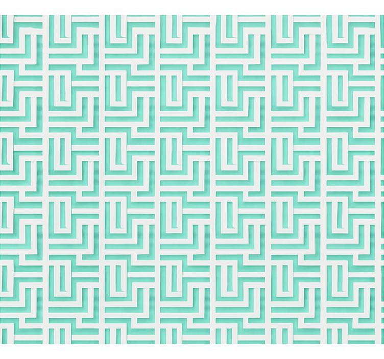 Dining room wallpaper with blue geometric squares - TenStickers