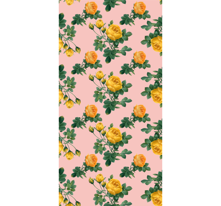 Dining room wallpaper yellow roses pattern - TenStickers