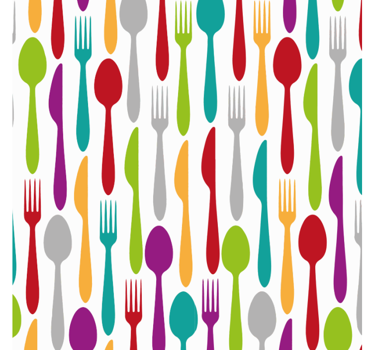 Kitchen wallpaper with dining utensils design - TenStickers