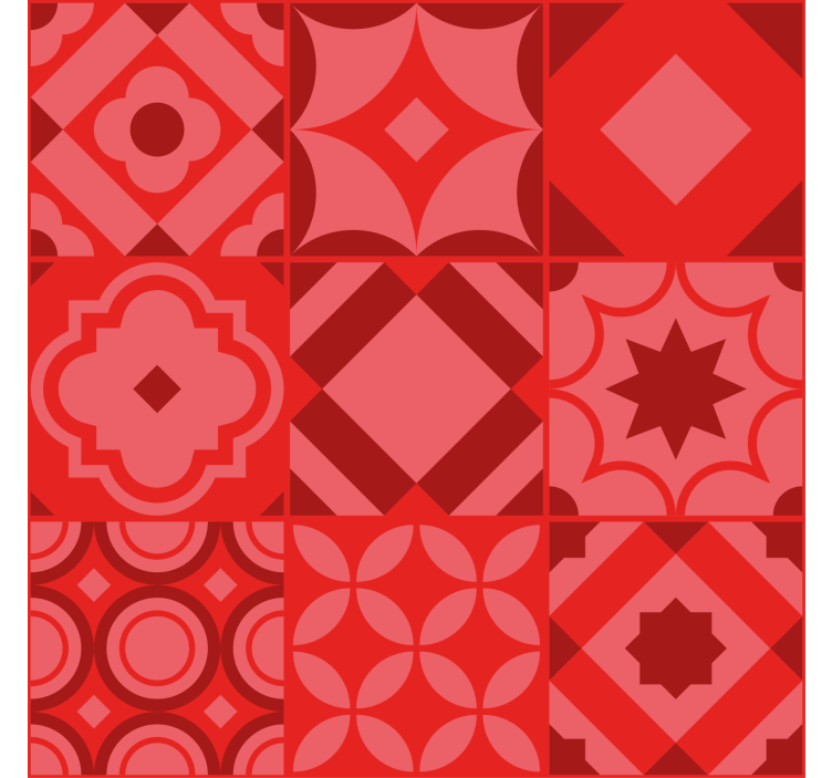 Kitchen wallpaper red tiles design - TenStickers